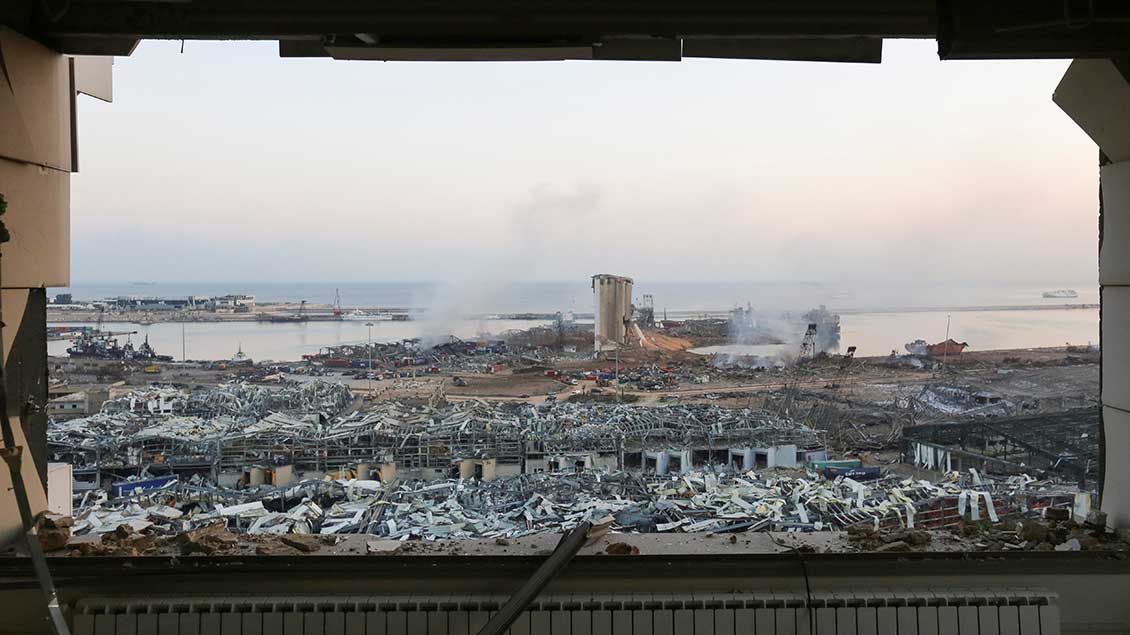 Zerstörter Hafen von Beirut