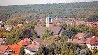 Luftaufnahme der Laurentius-Kirche in Haltern