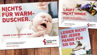 Mit humorig gedachten Plakaten macht die neue Kampagne "Für dein Leben gern" auf Angebote des Bistums Münster aufmerksam. Dazu kommt ein neues Logo: ein in Rot gehaltenes Kreuz mit der Wortmarke "Katholische Kirche - Bistum Münster"