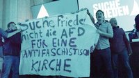 Katholikentag 2018 in Münster: Aktivisten demonstrieren gegen die Einladung eines AfD-Politikers.