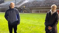 Pfarrer Thorsten Hendricks und Pfarrerin Doris Kroniger im PCC-Stadion in Duisburg-Homberg