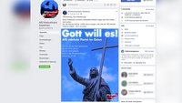 Screenshot der AfD Saalekreis mit dem Slogan "Gott will es"
