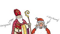 Links das Original – rechts die Fälschung: Der heilige Nikolaus und der Weihnachtsmann.
