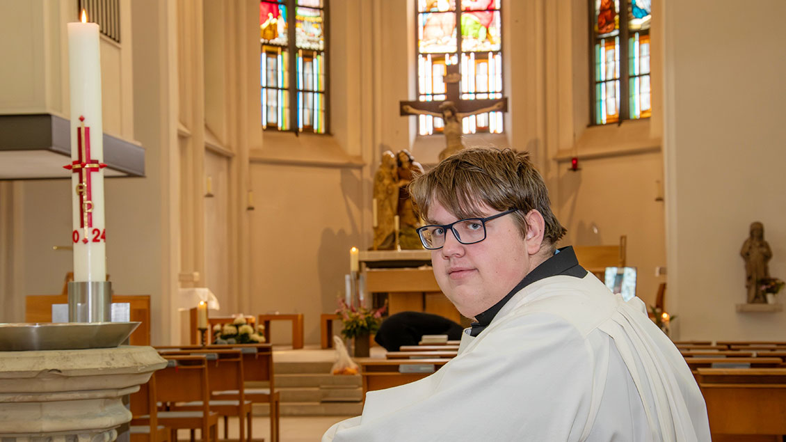 Wieder zurück in Materborn: Simon Döhmen arbeitet als Küster in der St.-Anna-Kirche.