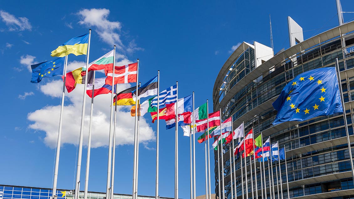 Flaggen am EU-Parlament